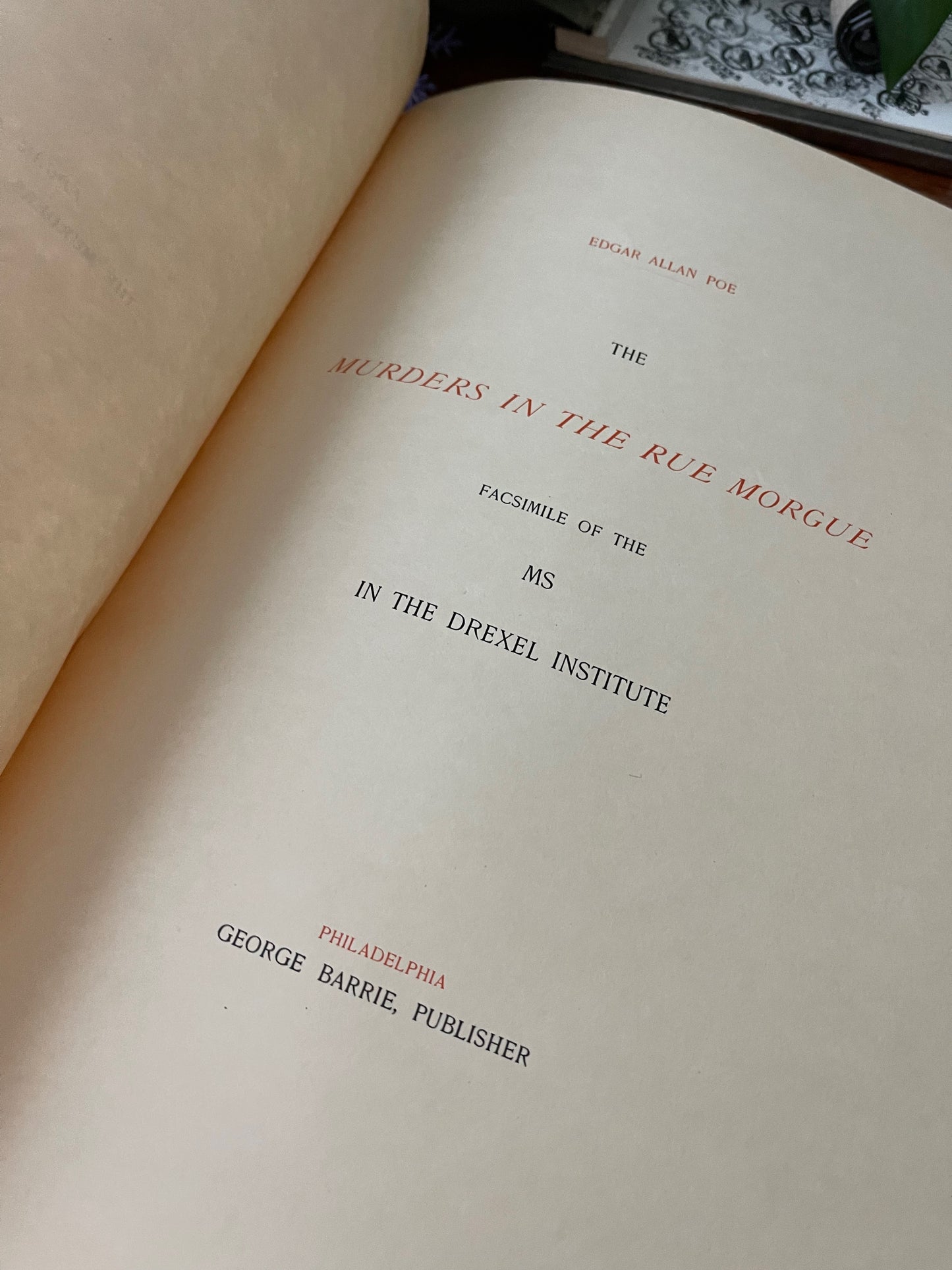 Facsimile of the MS [Manuscript] "The Murders in the Rue Morgue" / 1st Edition / 1895 - Precious Cache