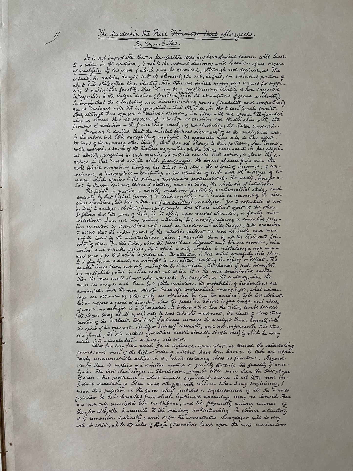 Facsimile of the MS [Manuscript] "The Murders in the Rue Morgue" / 1st Edition / 1895 - Precious Cache