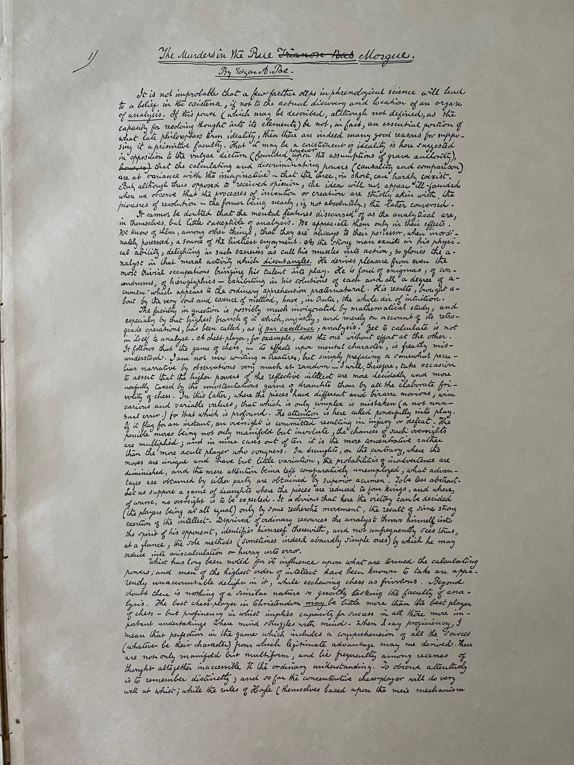 Facsimile of the MS [Manuscript] "The Murders in the Rue Morgue" / 1st Edition / 1895 - Precious Cache