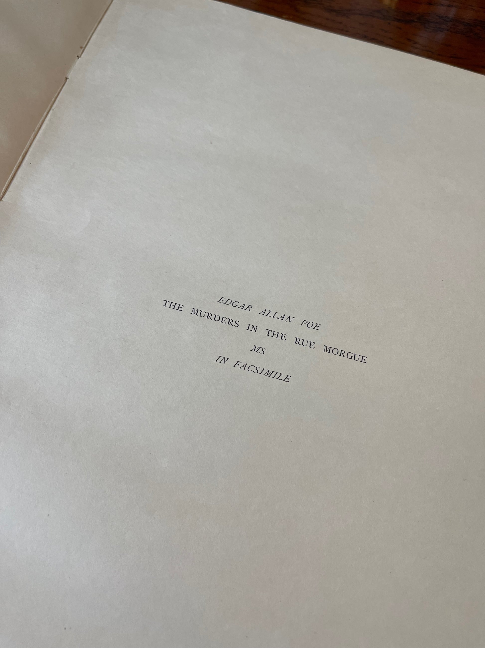 Facsimile of the MS [Manuscript] "The Murders in the Rue Morgue" / 1st Edition / 1895 - Precious Cache