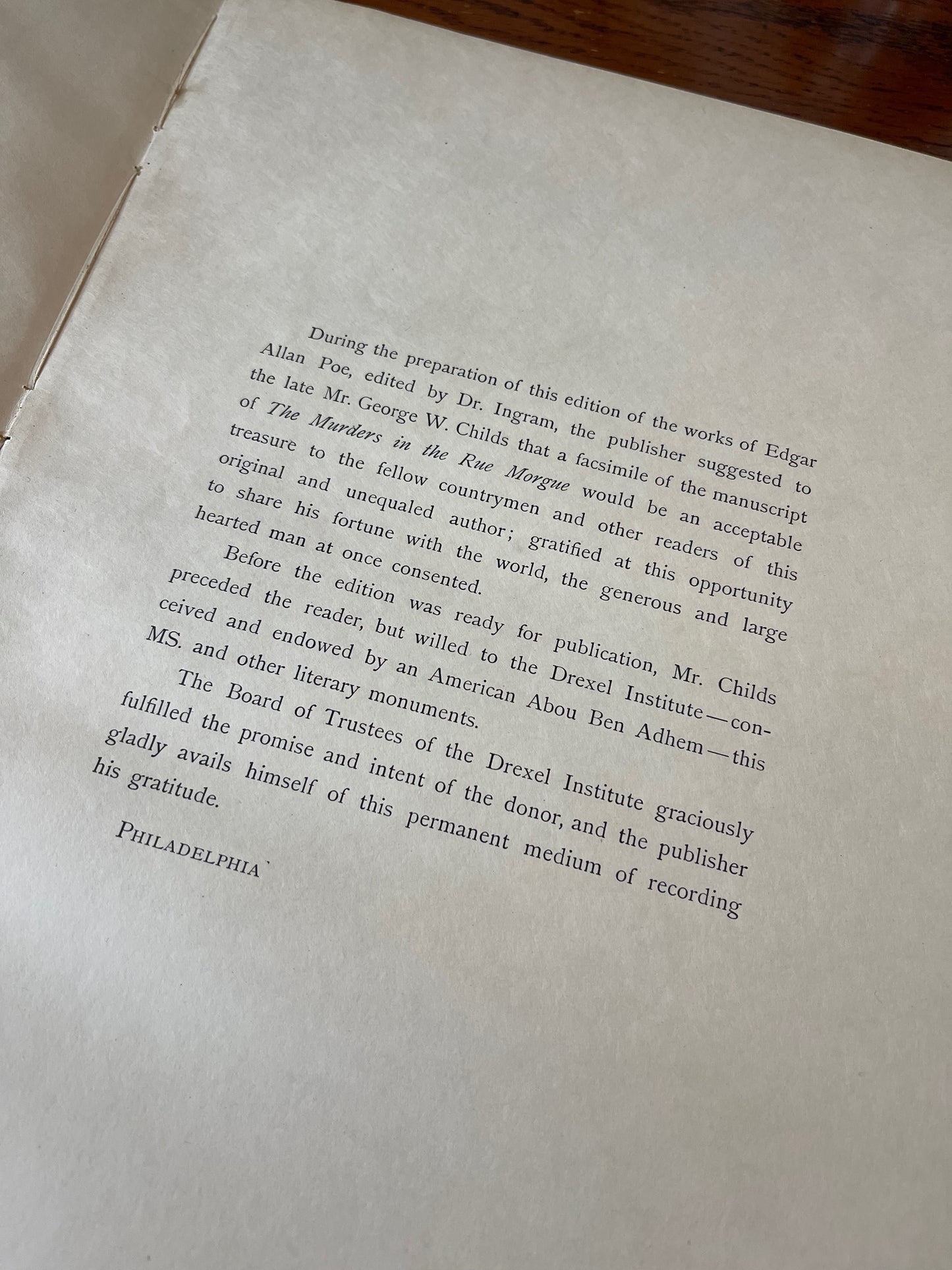 Facsimile of the MS [Manuscript] "The Murders in the Rue Morgue" / 1st Edition / 1895 - Precious Cache