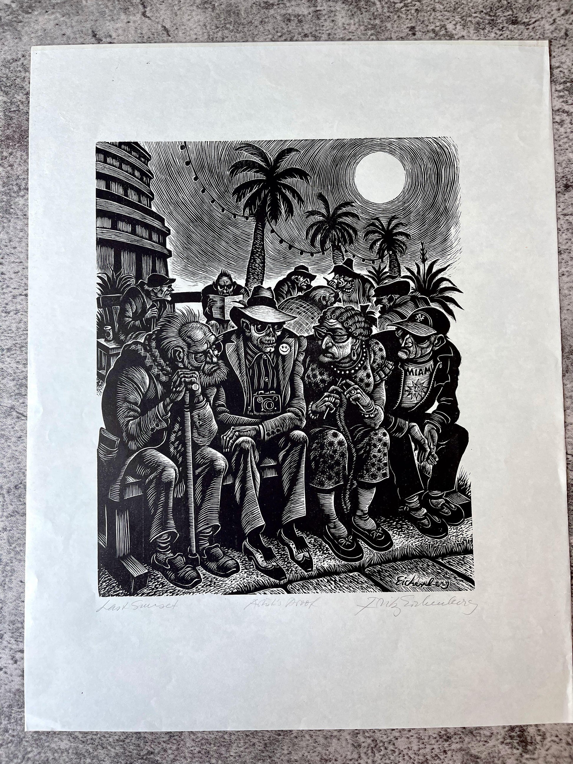 Fritz Eichenberg / Last Sunset / Artis Proof / Signed Wood Engraving - Precious Cache