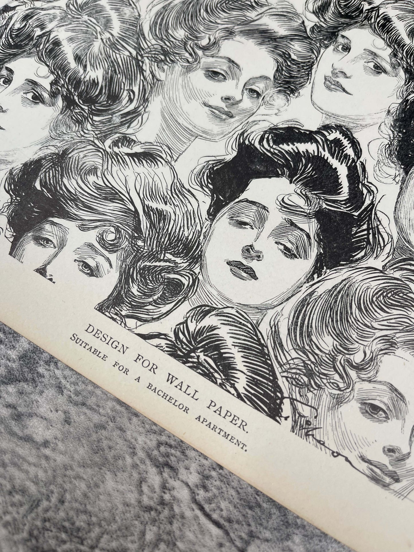 Gibson Girl Engraving / Design For Wall Paper - Precious Cache