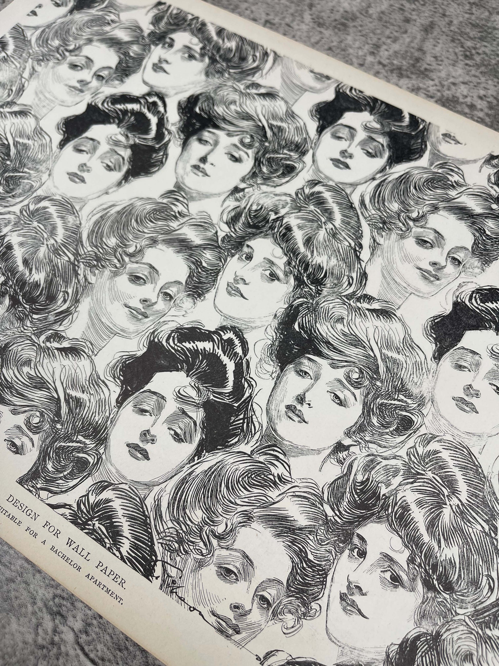 Gibson Girl Engraving / Design For Wall Paper - Precious Cache