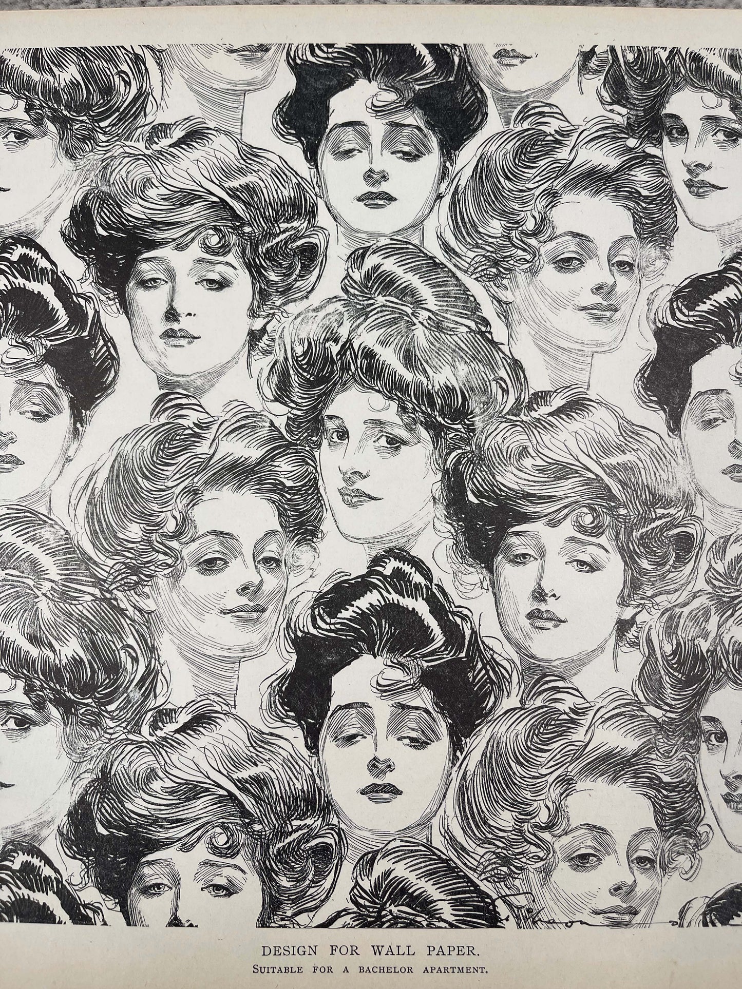 Gibson Girl Engraving / Design For Wall Paper - Precious Cache