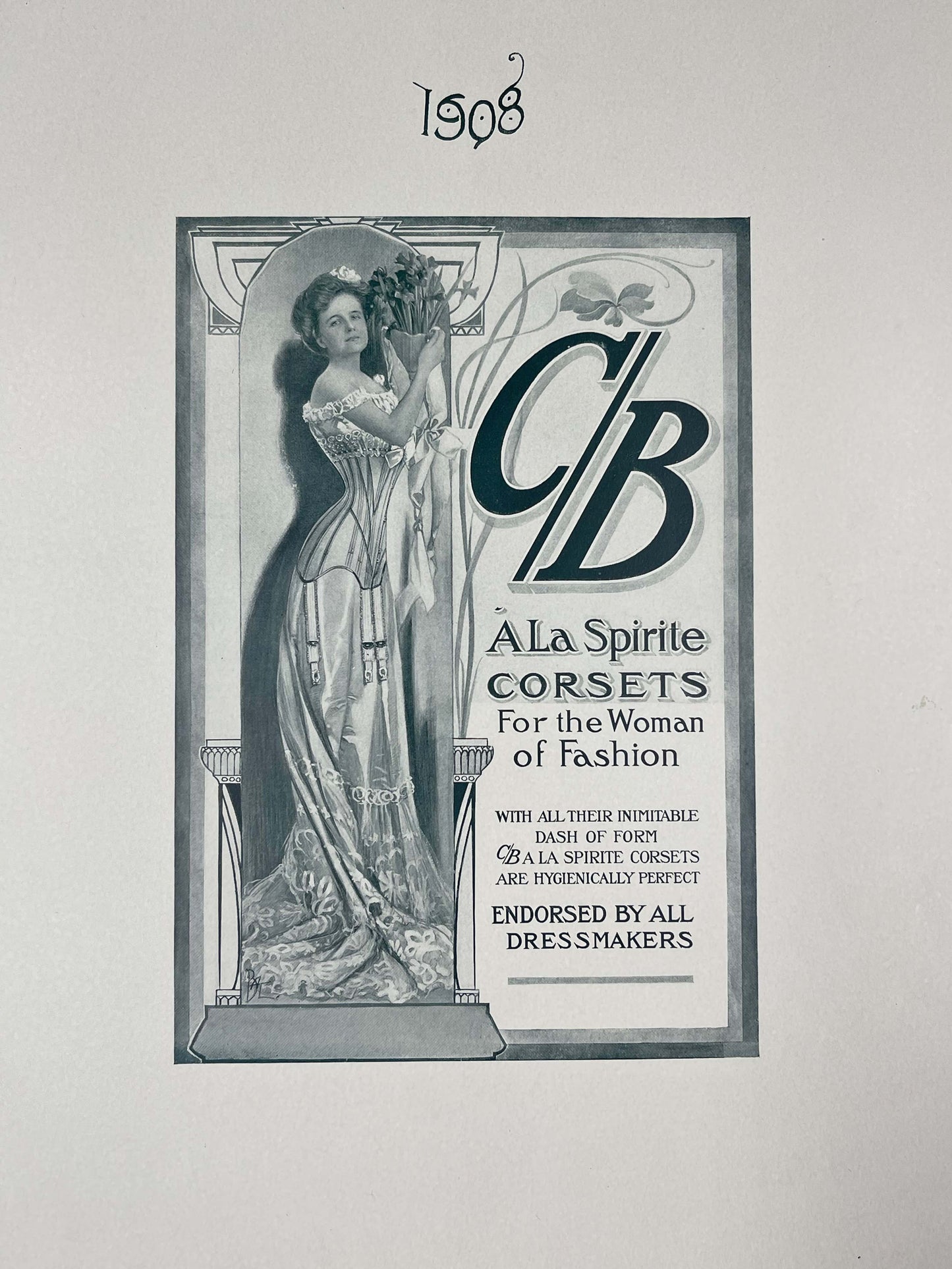 Scarce C/B A La Spirite Corsets Ad Proof / 1908 - Precious Cache