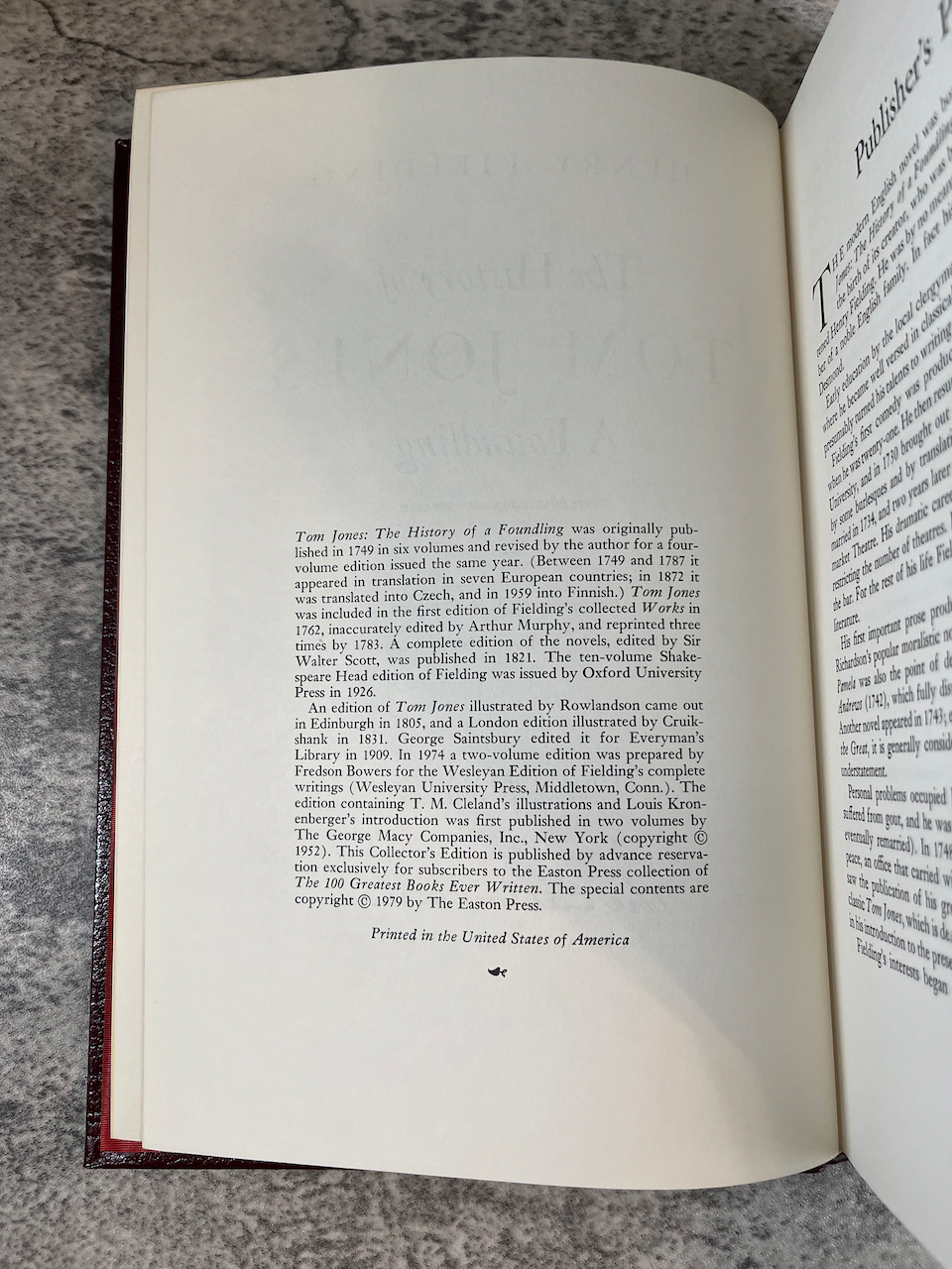 Tom Jones / The Easton Press / 100 Greatest Books / 1979 - Precious Cache
