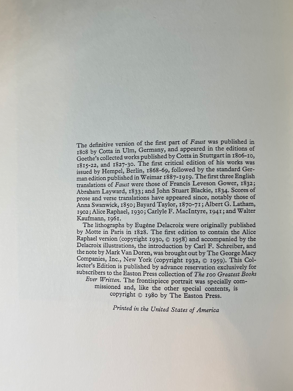 Faust / The Easton Press / 100 Greatest Books / 1980 - Precious Cache