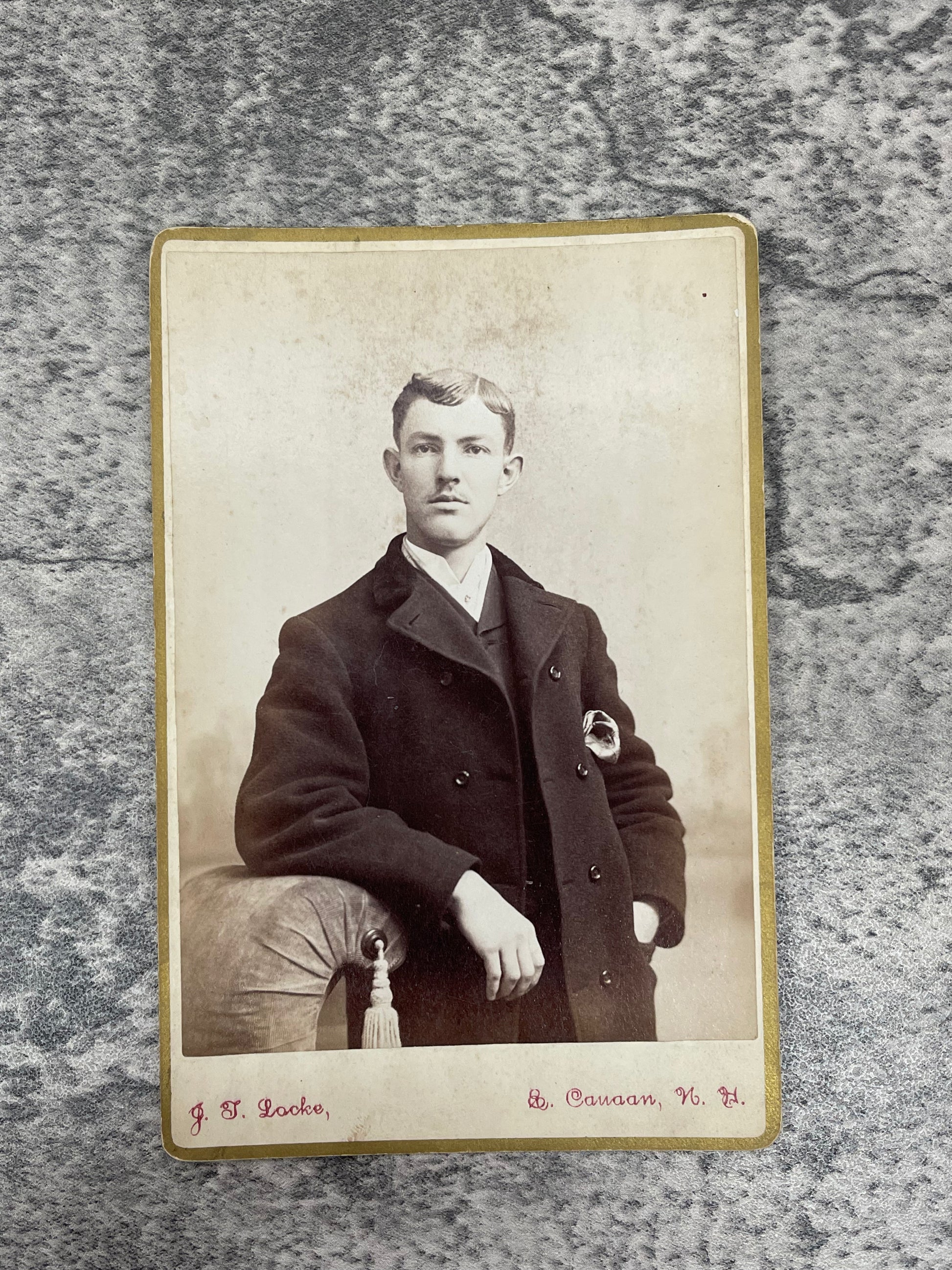 Cabinet Card Photo of a young gentleman in a pea coat - Precious Cache