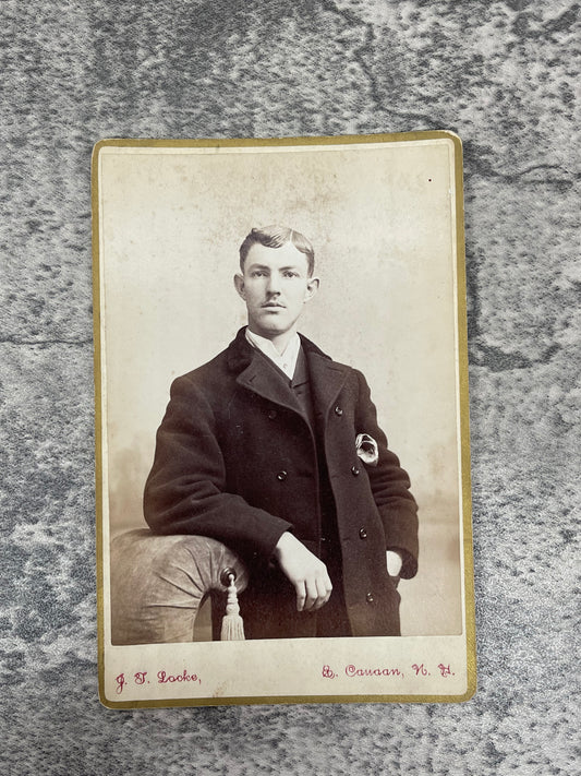 Cabinet Card Photo of a young gentleman in a pea coat - Precious Cache